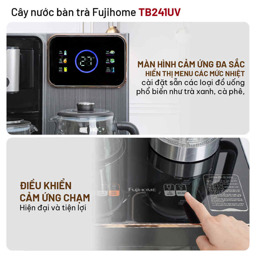 Cây nước nóng lạnh có ngăn hỗ trợ khử khuẩn UV Fujihome TB241UV